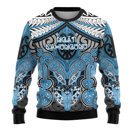 Aotearoa Iwi Ngati Kahungunu Personalised Ugly Christmas Sweater Maori Kowhaiwhai Pattern