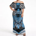 Aotearoa Iwi Ngati Kahungunu Personalised Off Shoulder Maxi Dress Maori Kowhaiwhai Pattern