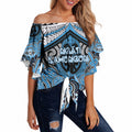 Aotearoa Iwi Ngati Kahungunu Personalised Off Shoulder Wrap Waist Top Maori Kowhaiwhai Pattern