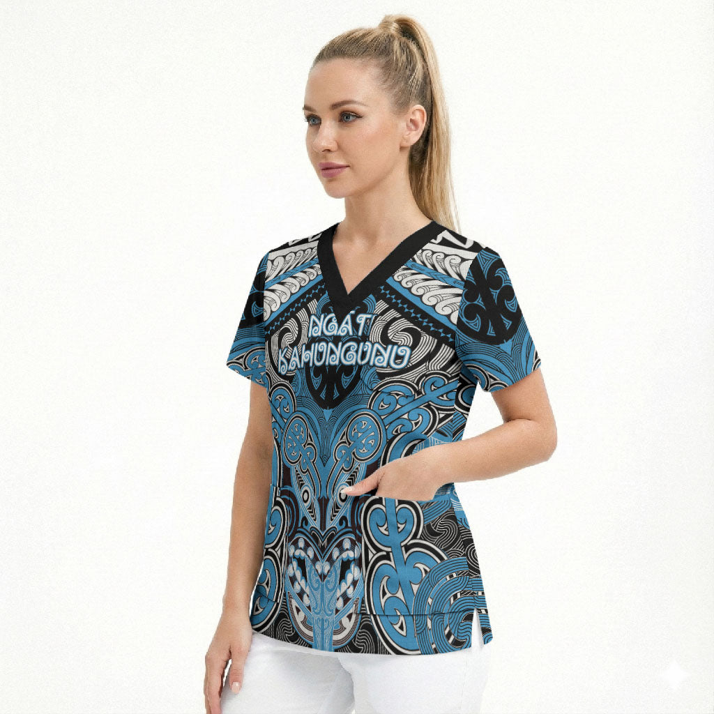 Aotearoa Iwi Ngati Kahungunu Personalised Scrub Top Maori Kowhaiwhai Pattern