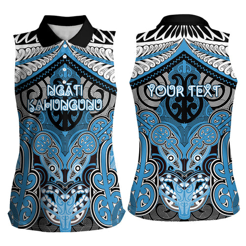 Aotearoa Iwi Ngati Kahungunu Personalised Women Sleeveless Polo Shirt Maori Kowhaiwhai Pattern