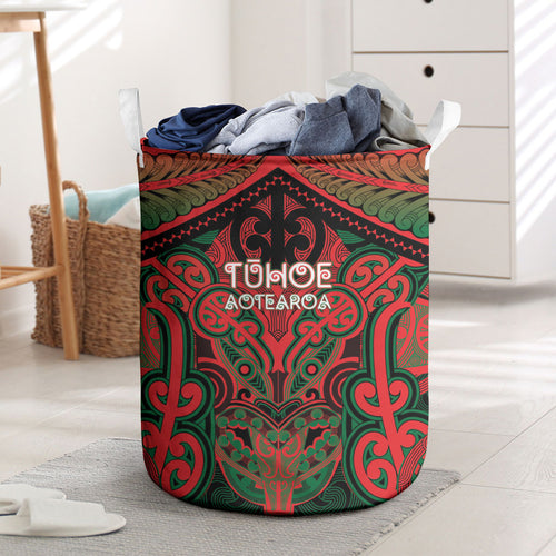 Aotearoa Iwi Tuhoe Laundry Basket Maori Kowhaiwhai Pattern