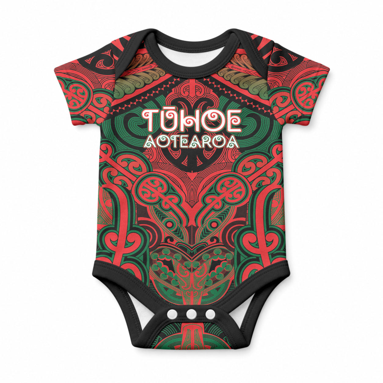 Aotearoa Iwi Tuhoe Personalised Baby Onesie Maori Kowhaiwhai Pattern