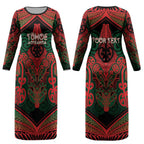 Aotearoa Iwi Tuhoe Personalised Couples Matching Long Sleeve Bodycon Dress and Hawaiian Shirt Maori Kowhaiwhai Pattern