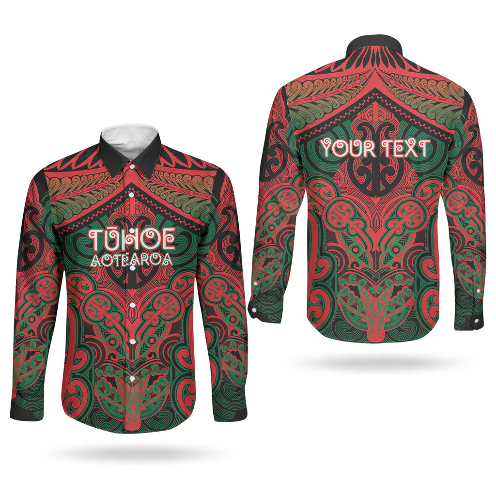 Aotearoa Iwi Tuhoe Personalised Couples Matching Mermaid Dress and Long Sleeve Button Shirt Maori Kowhaiwhai Pattern