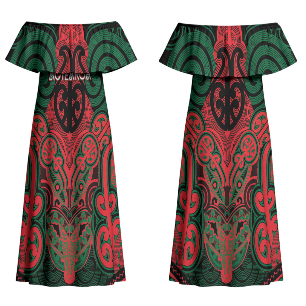 Aotearoa Iwi Tuhoe Personalised Couples Matching Off Shoulder Maxi Dress and Hawaiian Shirt Maori Kowhaiwhai Pattern