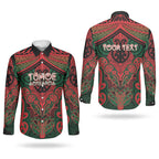 Aotearoa Iwi Tuhoe Personalised Couples Matching Off Shoulder Maxi Dress and Long Sleeve Button Shirt Maori Kowhaiwhai Pattern