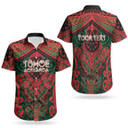 Aotearoa Iwi Tuhoe Personalised Couples Matching Short Sleeve Bodycon Dress and Hawaiian Shirt Maori Kowhaiwhai Pattern