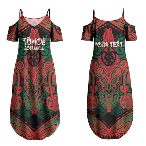 Aotearoa Iwi Tuhoe Personalised Couples Matching Summer Maxi Dress and Hawaiian Shirt Maori Kowhaiwhai Pattern