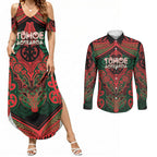 Aotearoa Iwi Tuhoe Personalised Couples Matching Summer Maxi Dress and Long Sleeve Button Shirt Maori Kowhaiwhai Pattern
