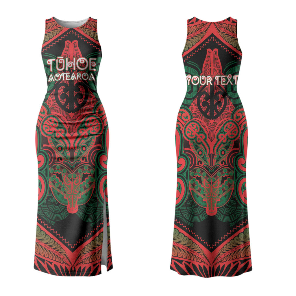 Aotearoa Iwi Tuhoe Personalised Couples Matching Tank Maxi Dress and Long Sleeve Button Shirt Maori Kowhaiwhai Pattern