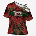 Aotearoa Iwi Tuhoe Personalised Cross Shoulder Shirt Maori Kowhaiwhai Pattern