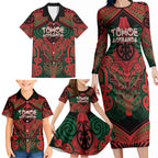 Aotearoa Iwi Tuhoe Personalised Family Matching Long Sleeve Bodycon Dress and Hawaiian Shirt Maori Kowhaiwhai Pattern