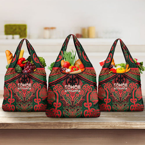 Aotearoa Iwi Tuhoe Grocery Bag Maori Kowhaiwhai Pattern