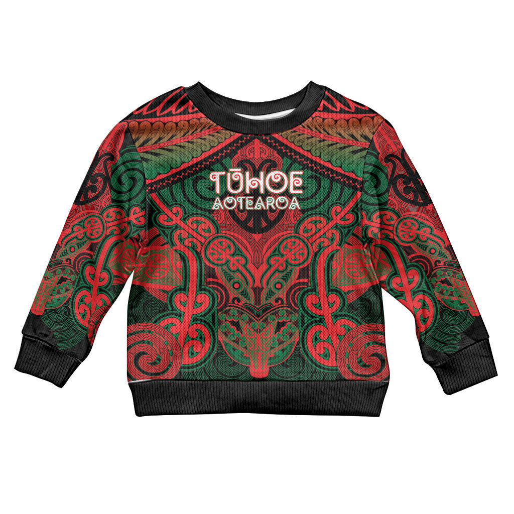 Aotearoa Iwi Tuhoe Personalised Kid Ugly Christmas Sweater Maori Kowhaiwhai Pattern