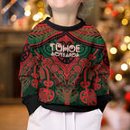 Aotearoa Iwi Tuhoe Personalised Kid Ugly Christmas Sweater Maori Kowhaiwhai Pattern