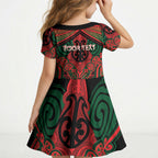 Aotearoa Iwi Tuhoe Personalised Kid Short Sleeve Dress Maori Kowhaiwhai Pattern