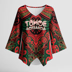 Aotearoa Iwi Tuhoe Personalised Kimono Sleeve Blouse Maori Kowhaiwhai Pattern