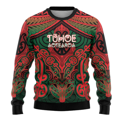 Aotearoa Iwi Tuhoe Personalised Ugly Christmas Sweater Maori Kowhaiwhai Pattern