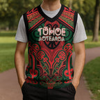 Aotearoa Iwi Tuhoe Personalised Christmas Knitted V-Neck Vest Maori Kowhaiwhai Pattern