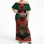 Aotearoa Iwi Tuhoe Personalised Off Shoulder Maxi Dress Maori Kowhaiwhai Pattern