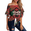 Aotearoa Iwi Tuhoe Personalised Off Shoulder Wrap Waist Top Maori Kowhaiwhai Pattern