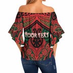Aotearoa Iwi Tuhoe Personalised Off Shoulder Wrap Waist Top Maori Kowhaiwhai Pattern