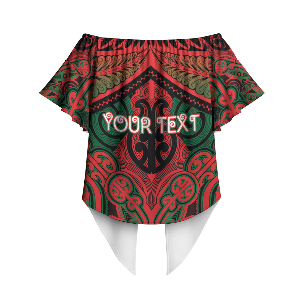 Aotearoa Iwi Tuhoe Personalised Off Shoulder Wrap Waist Top Maori Kowhaiwhai Pattern