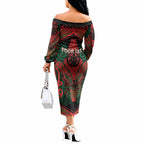 Aotearoa Iwi Tuhoe Personalised Off The Shoulder Long Sleeve Dress Maori Kowhaiwhai Pattern