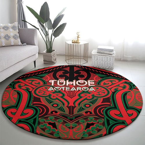 Aotearoa Iwi Tuhoe Round Carpet Maori Kowhaiwhai Pattern
