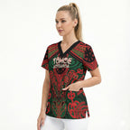 Aotearoa Iwi Tuhoe Personalised Scrub Top Maori Kowhaiwhai Pattern