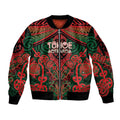 Aotearoa Iwi Tuhoe Personalised Sleeve Zip Bomber Jacket Maori Kowhaiwhai Pattern