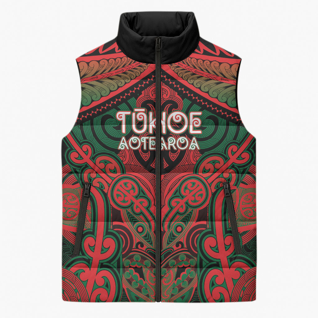 Aotearoa Iwi Tuhoe Personalised Sleeveless Puffer Jacket Maori Kowhaiwhai Pattern
