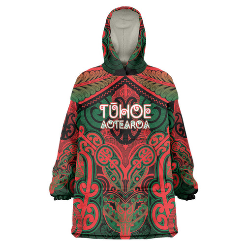 Aotearoa Iwi Tuhoe Personalised Wearable Blanket Hoodie Maori Kowhaiwhai Pattern