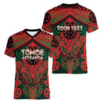Aotearoa Iwi Tuhoe Personalised Women V-Neck T-Shirt Maori Kowhaiwhai Pattern