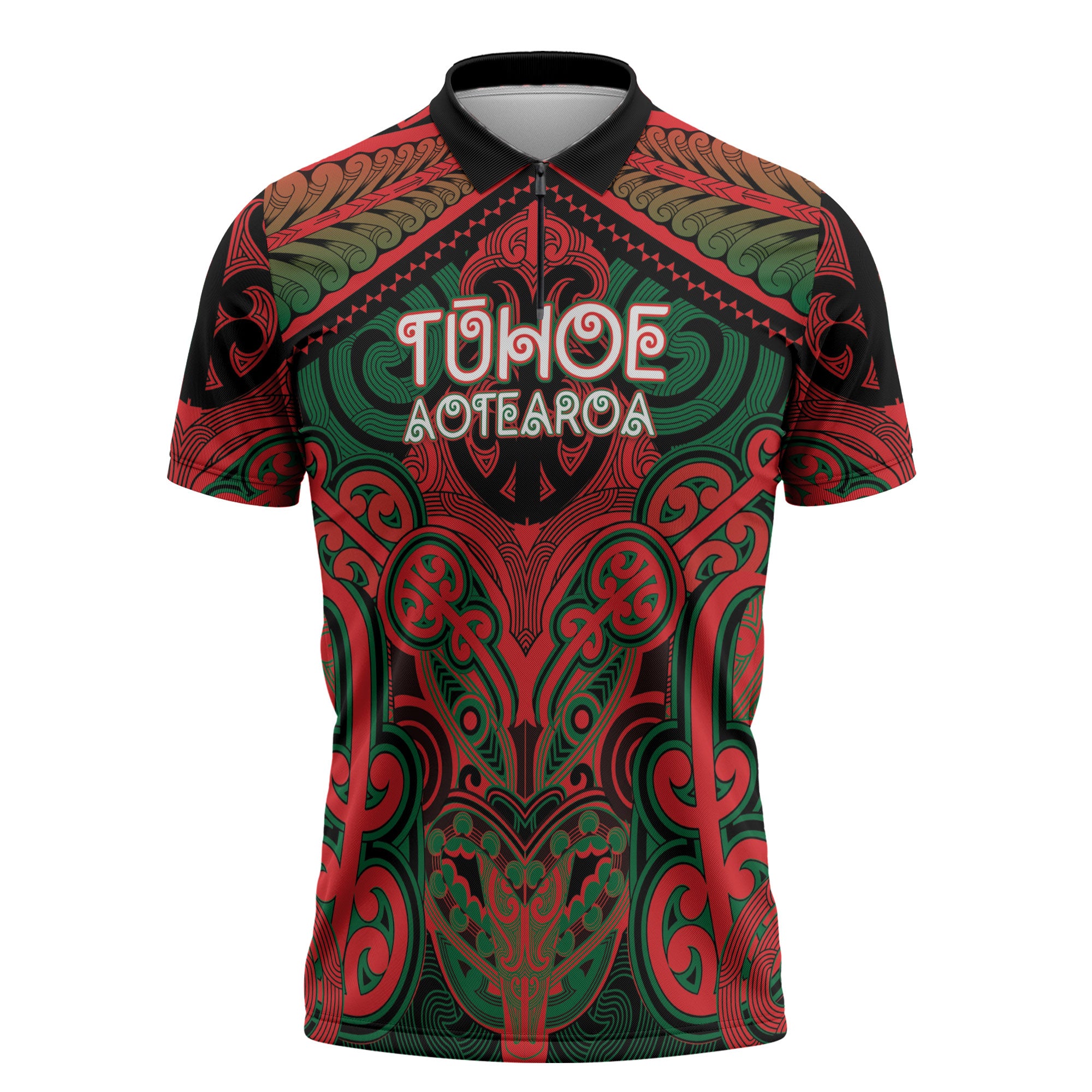 Aotearoa Iwi Tuhoe Personalised Zipper Polo Shirt Maori Kowhaiwhai Pattern