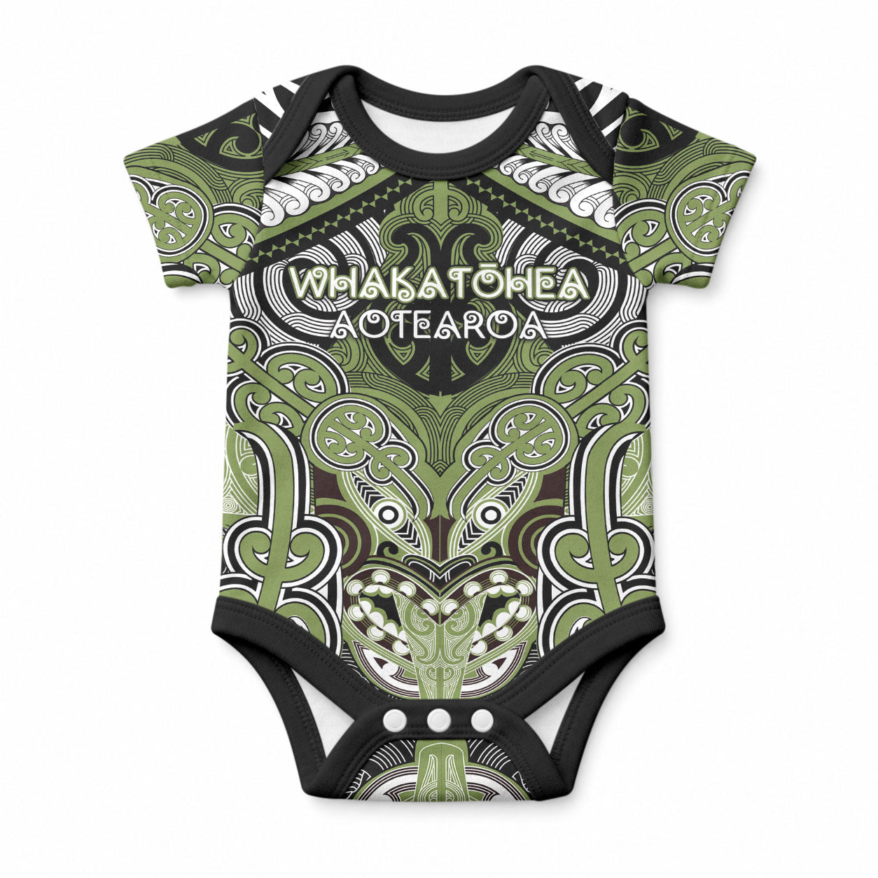 Aotearoa Iwi Whakatohea Personalised Baby Onesie Maori Kowhaiwhai Pattern