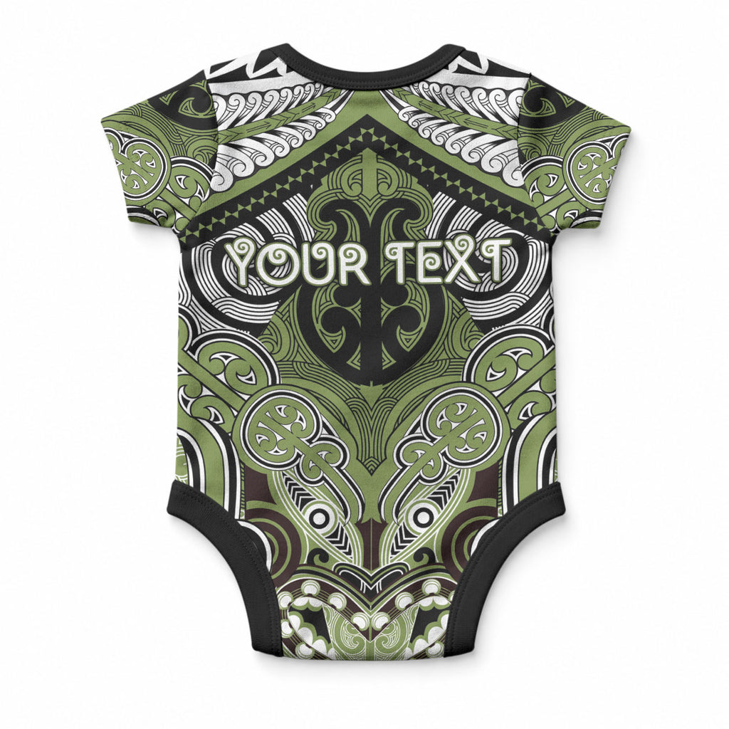 Aotearoa Iwi Whakatohea Personalised Baby Onesie Maori Kowhaiwhai Pattern