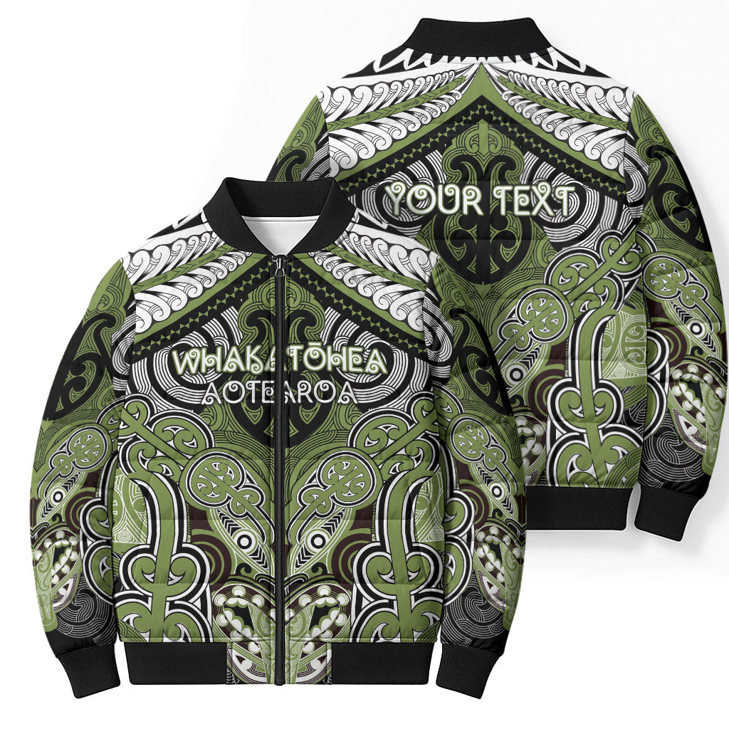 Aotearoa Iwi Whakatohea Personalised Bomber Puffer Jacket Maori Kowhaiwhai Pattern