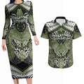 Aotearoa Iwi Whakatohea Personalised Couples Matching Long Sleeve Bodycon Dress and Hawaiian Shirt Maori Kowhaiwhai Pattern