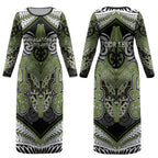 Aotearoa Iwi Whakatohea Personalised Couples Matching Long Sleeve Bodycon Dress and Long Sleeve Button Shirt Maori Kowhaiwhai Pattern