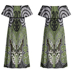 Aotearoa Iwi Whakatohea Personalised Couples Matching Off Shoulder Maxi Dress and Hawaiian Shirt Maori Kowhaiwhai Pattern