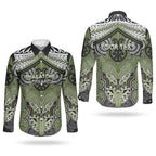 Aotearoa Iwi Whakatohea Personalised Couples Matching Off Shoulder Maxi Dress and Long Sleeve Button Shirt Maori Kowhaiwhai Pattern