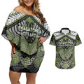 Aotearoa Iwi Whakatohea Personalised Couples Matching Off Shoulder Short Dress and Hawaiian Shirt Maori Kowhaiwhai Pattern