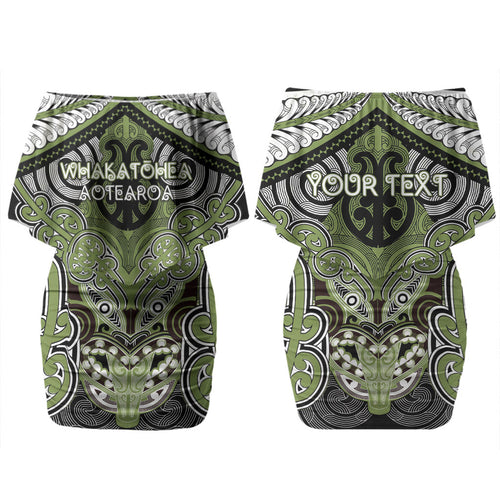 Aotearoa Iwi Whakatohea Personalised Couples Matching Off Shoulder Short Dress and Hawaiian Shirt Maori Kowhaiwhai Pattern
