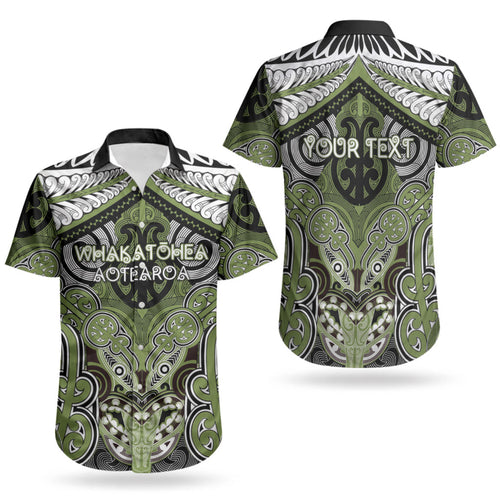 Aotearoa Iwi Whakatohea Personalised Couples Matching Off Shoulder Short Dress and Hawaiian Shirt Maori Kowhaiwhai Pattern