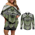 Aotearoa Iwi Whakatohea Personalised Couples Matching Off Shoulder Short Dress and Long Sleeve Button Shirt Maori Kowhaiwhai Pattern