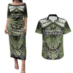 Aotearoa Iwi Whakatohea Personalised Couples Matching Puletasi and Hawaiian Shirt Maori Kowhaiwhai Pattern