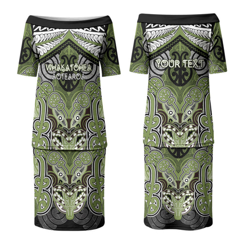 Aotearoa Iwi Whakatohea Personalised Couples Matching Puletasi and Hawaiian Shirt Maori Kowhaiwhai Pattern