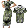 Aotearoa Iwi Whakatohea Personalised Couples Matching Short Sleeve Bodycon Dress and Hawaiian Shirt Maori Kowhaiwhai Pattern